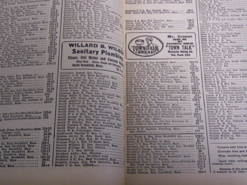 1919 SPRING WORCESTER DISTRICT TELEPHONE DIRECTORY - WORCESTER DISTRICT - J 8819