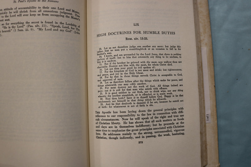 1962 ST. PAUL'S EPISTLE TO THE ROMANS HARDCOVER BOOK BY W.H. THOMAS - KD 9680