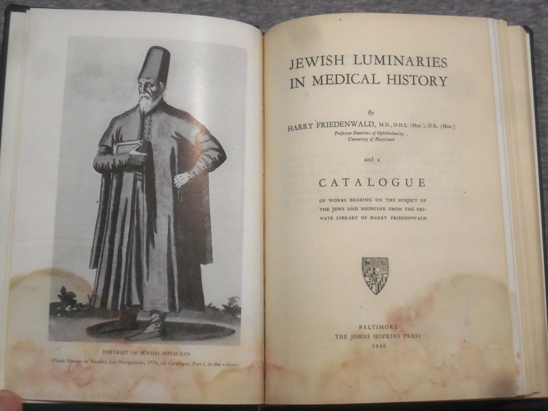 1946 JEWISH LUMINARIES IN MEDICAL HISTORY BY HARRY FRIEDENWALD, MD - KD 2758H