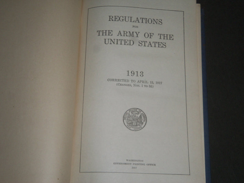 1917 THE ARMY OF THE UNITED STATES REGULATIONS HARDCOVER BOOK - KD 4306
