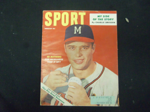 1954 FEBRUARY SPORT MAGAZINE - ED MATHEWS COVER - GREAT PHOTOS - ST 3509