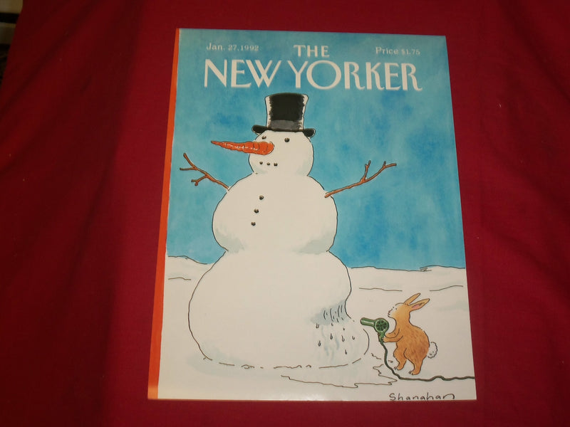 1992 JANUARY 27 NEW YORKER MAGAZINE FRONT COVER ONLY - GREAT ART FOR FRAMING