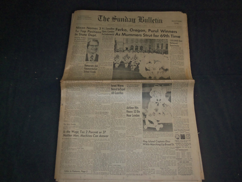 1969 JAN 5 THE SUNDAY BULLETIN NEWSPAPER-NIXON NAMES 3 TO TOP POSITIONS- NP 3388