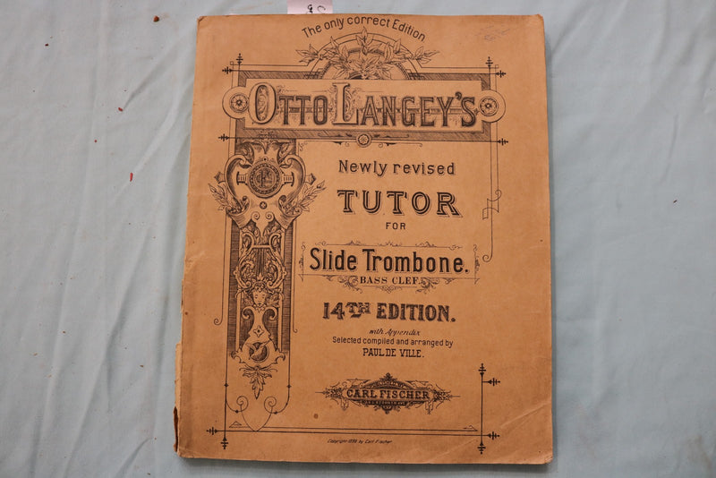 1890 OTTO LANGEY'S TUTORS CLARINET & SLIDE TROMBONE- LOT OF 2- SOFTCOVER- K 3384