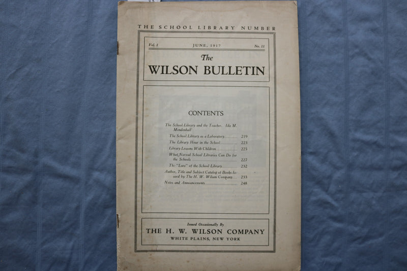 1917-1920 THE WILSON BULLETIN - THE SCHOOL LIBRARY NUMBER - LOT OF 4 - K 2966