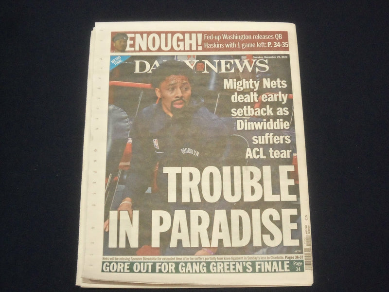 2020 DECEMBER 29 NEW YORK DAILY NEWS NEWSPAPER - NYC CONSTRUCTION WORKER KILLED