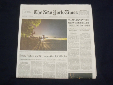 2020 NOV 27 NEW YORK TIMES -TRUMP APPOINTEES SHOW THEIR CLOUT IN RULING ON VIRUS