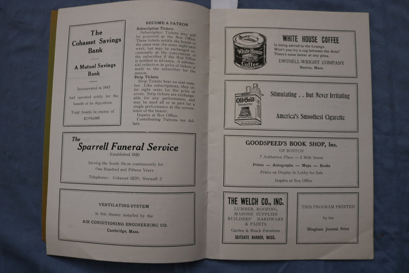 1935 JULY 15 THE SOUTH SHORE PLAYER AT TOWN HALL PROGRAM - KOHASSET, MA - K 2613