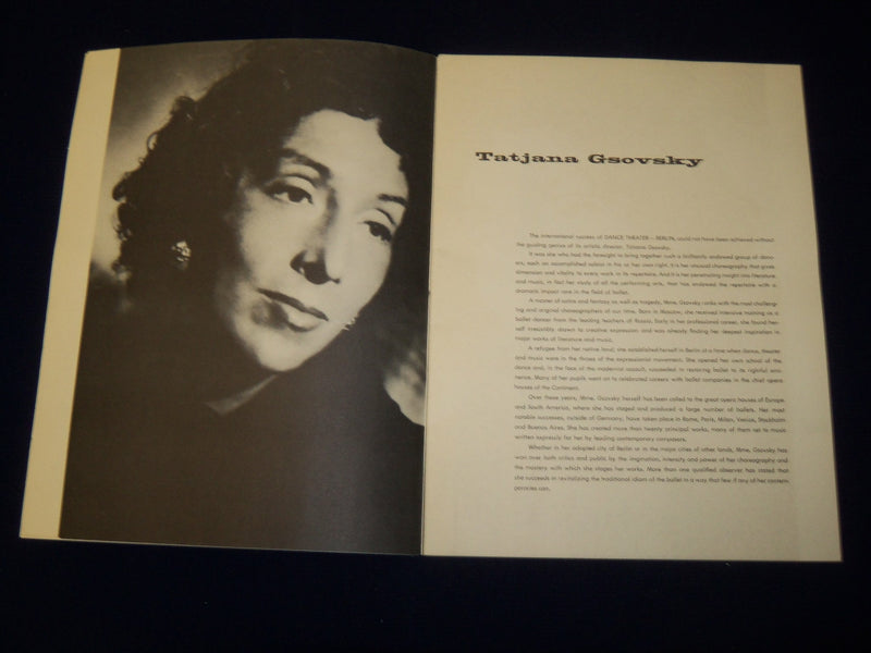 1956-1957 DANCE THEATRE - BERLIN BALLET PROGRAM - TATJANA GSOVSKY - J 5111
