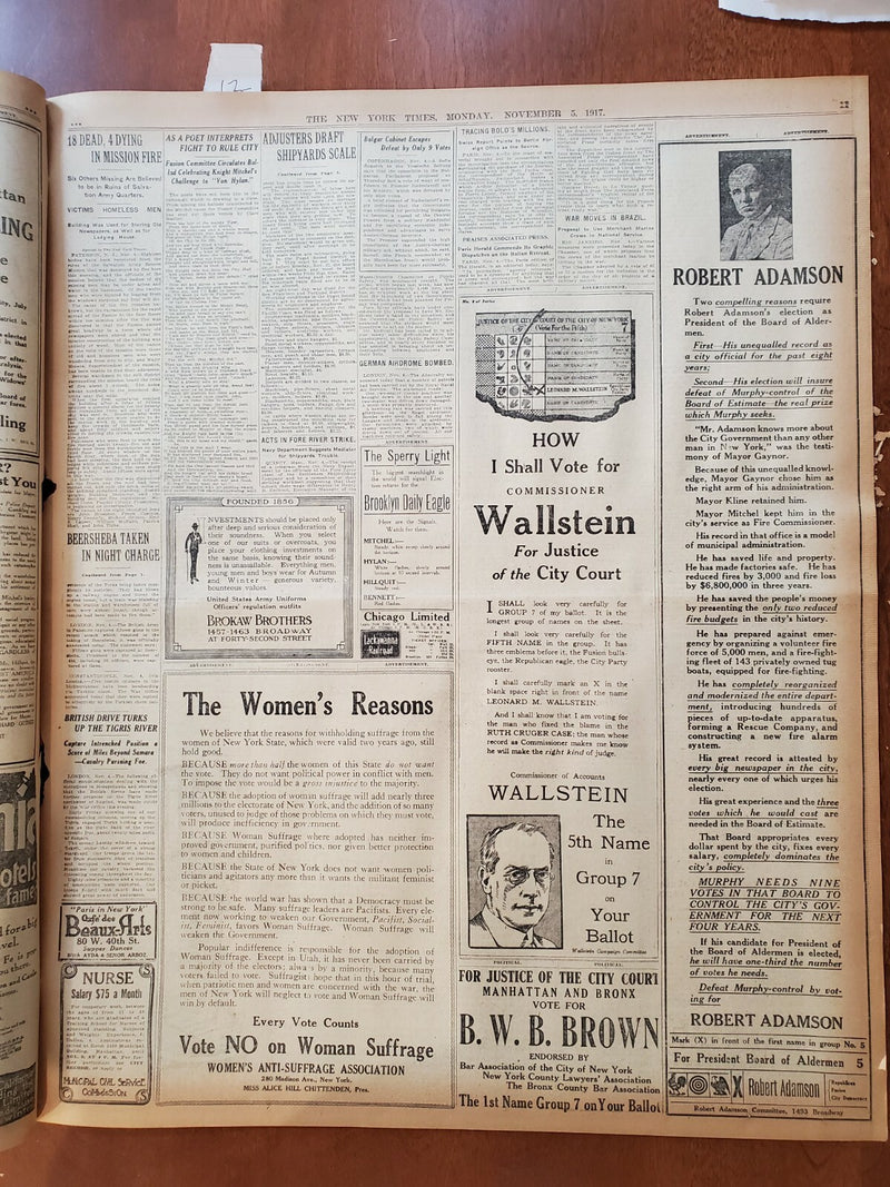 1917 NOVEMBER 5 NEW YORK TIMES - THREE AMERICANS KILLED IN GERMAN RAID - NT 8061
