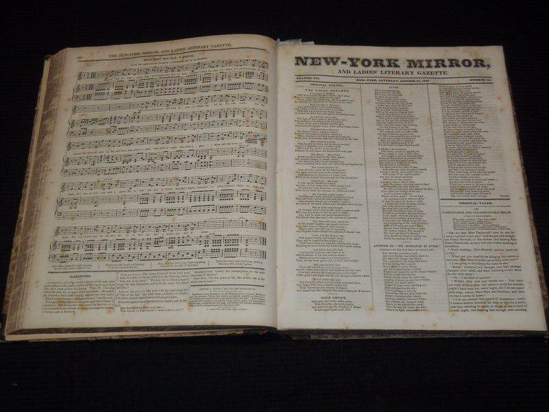 1829-1830 NEW YORK MIRROR AND LADIES GAZETTE BOUND VOLUME NO. 7 - KD 4675K
