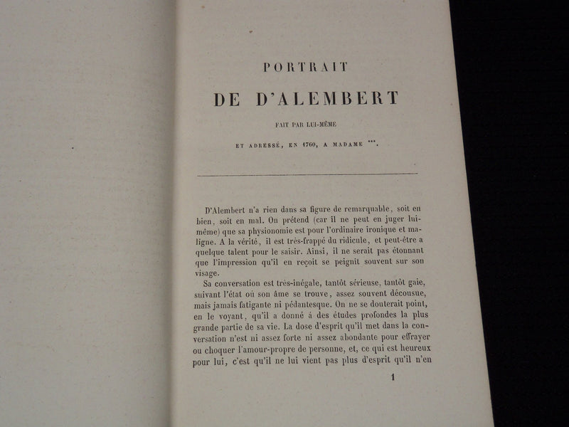 1853 OEUVRES DE D'ALEMBERT HARDCOVER BOOK BY CONDORCET - KD 7706