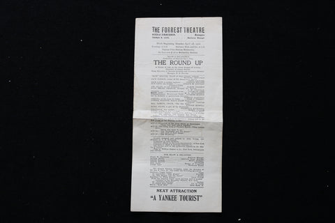 1908 APRIL 27 THE FORREST THEATRE PROGRAM - THE ROUND UP - K 1995