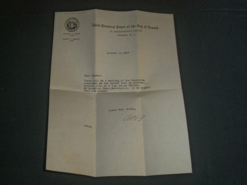 1937 NEWARK NJ THIRD CRIMINAL COURT STAMPED ENVELOPES & LETTERS LOT OF 6- O 1164