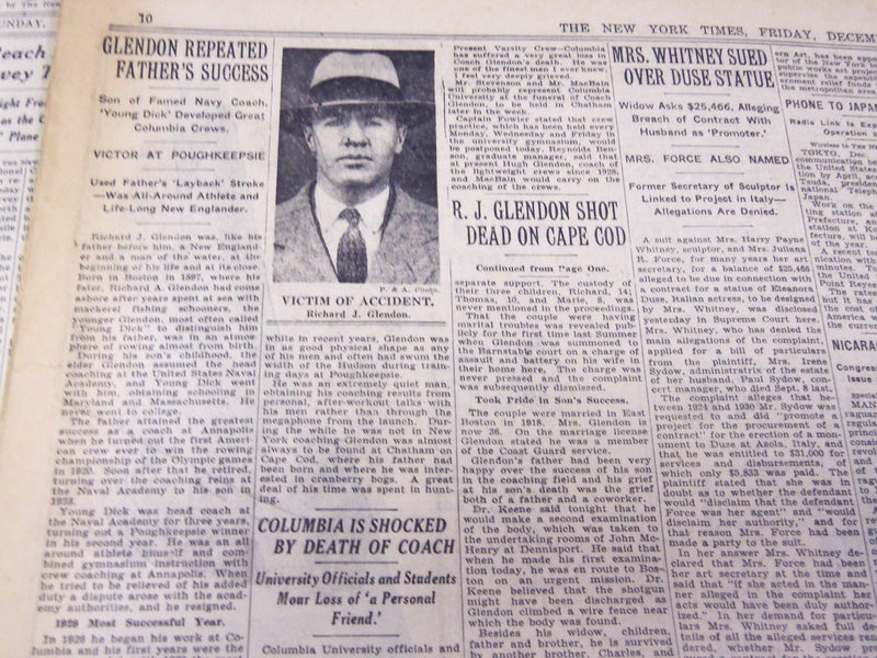 1933 DECEMBER 15 NEW YORK TIMES - R. J. GLENDON SHOT DEAD - NT 4174