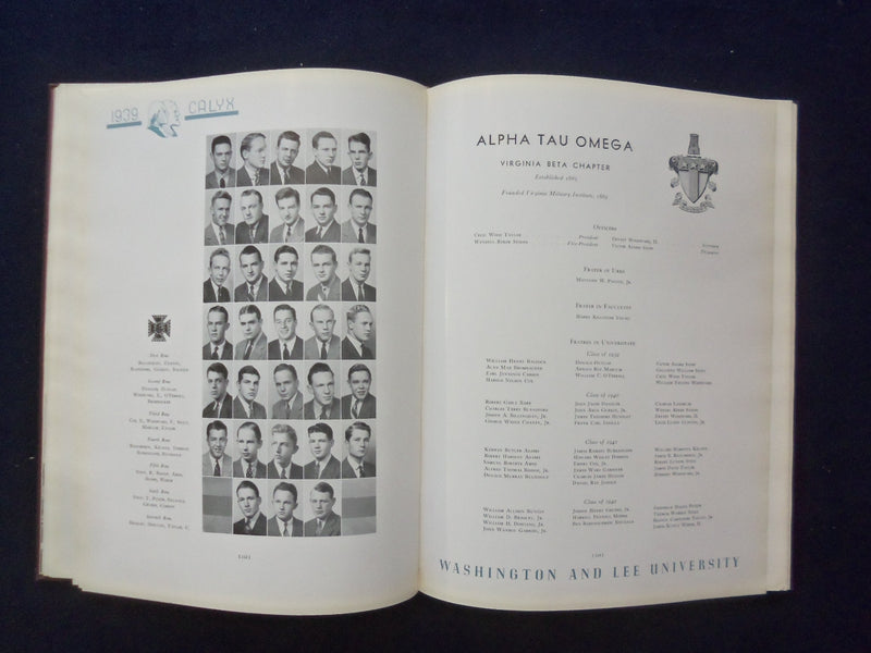 1939 CALYX WASHINGTON AND LEE UNIVERSITY YEARBOOK - LEXINGTON, VIRGINIA- YB 3047