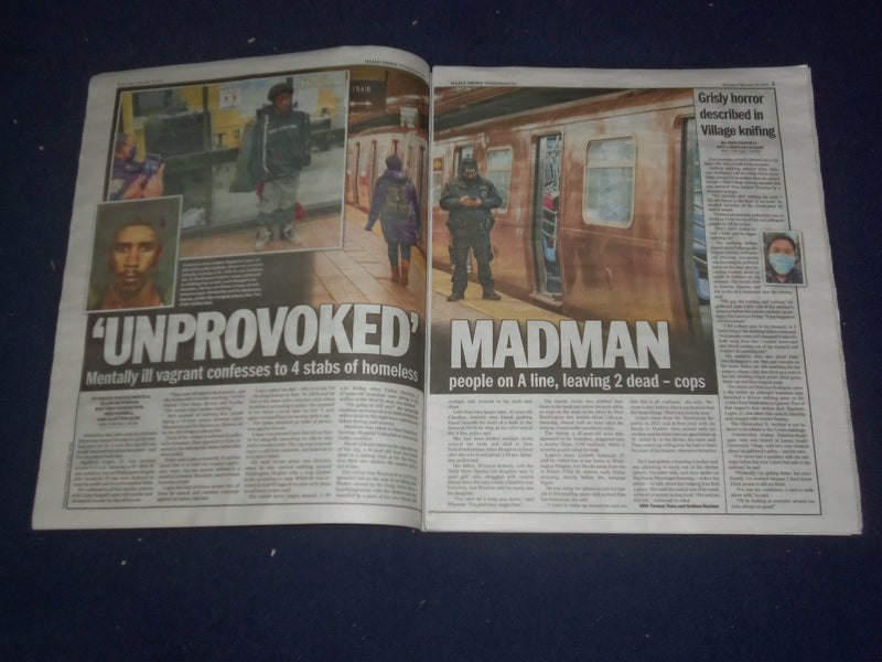 2021 FEBRUARY 15 NEW YORK DAILY NEWS NEWSPAPER -HOMELESS MAN KILLS IN NYC SUBWAY