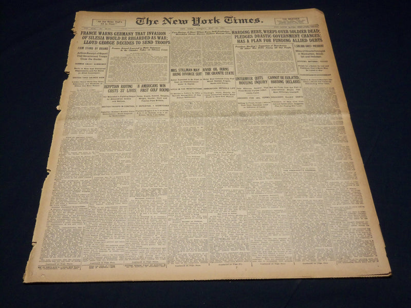 1921 MAY 24 NEW YORK TIMES - 8 AMERICANS WIN FIRST GOLF ROUND - NT 8598