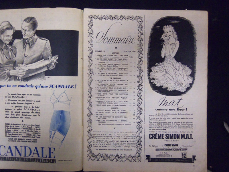 1940 APRIL 12 MARIE CLAIRE MAGAZINE - ILLUSTRATIONS, STORIES & ADS - ST 3575