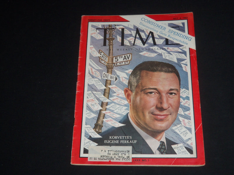 1962 JULY 6 TIME MAGAZINE - KORVETTE'S EUGENE FERKAUF - T 1855