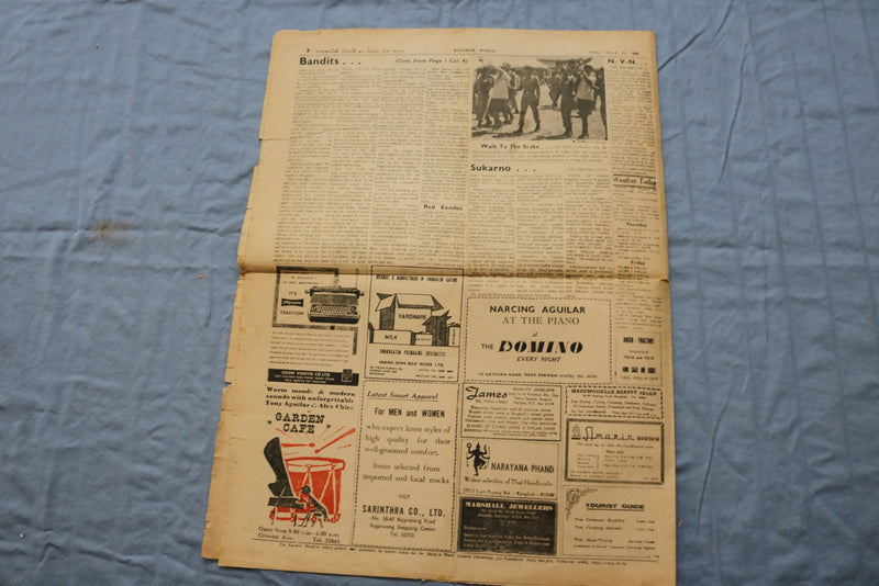 1966 MARCH 25 BANGKOK WORLD NEWSPAPER - PRESIDENT SUKARNO - NP 9204