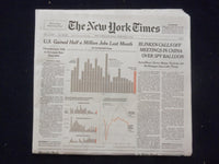 2023 FEB 4 NEW YORK TIMES - BLINKEN CALLS OFF MEETINGS IN CHINA OVER SPY BALLOON
