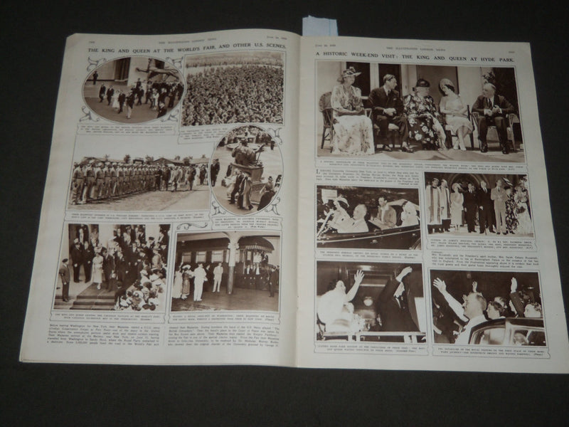 1939 JUNE 24 ILLUSTRATED LONDON NEWS MAGAZINE - KING & QUEEN COLOR ILLU- J 2770