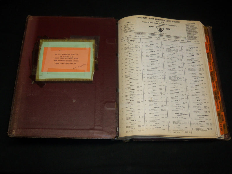 1981-1982 ESSEX COUNTY NEW JERSEY REAL ESTATE DIRECTORY BOOK - KD 3039