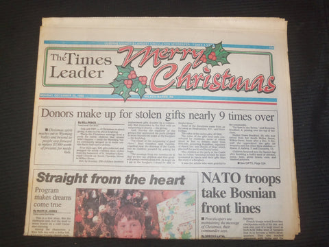 1995 DEC 25 WILKES-BARRE TIMES LEADER - NATO TROOPS TAKE BOSNIAN LINES - NP 7587