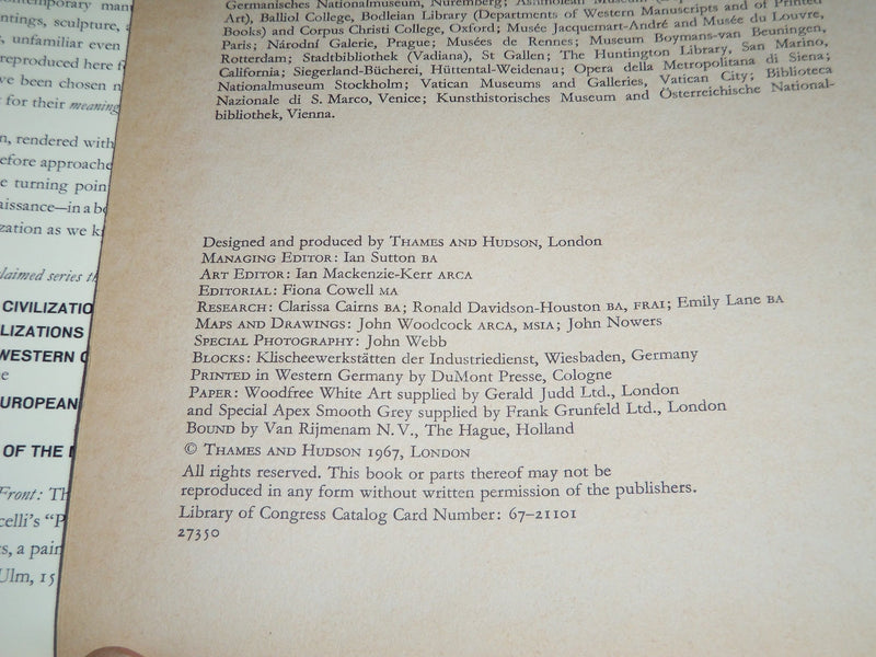 1967 THE AGE OF THE RENAISSANCE HARDCOVER BOOK - GREAT PRINTS - I 435