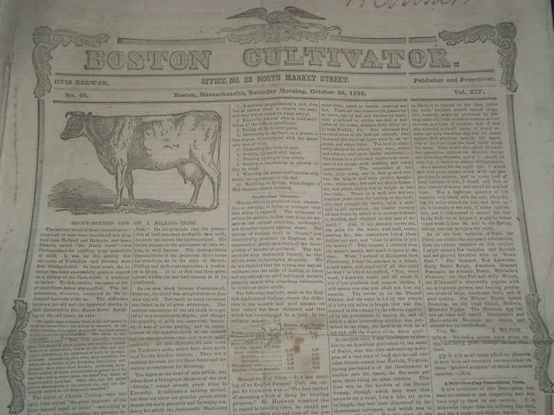 1852 BOSTON CULTIVATOR LOT OF 2 - DANIEL WEBSTER DEATH & FUNERAL - NP 3969