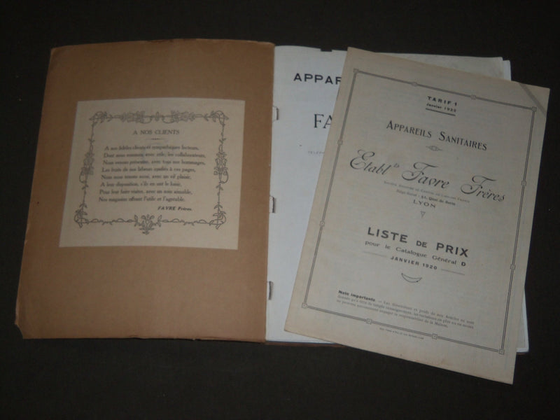 1920 FAVRE FRÈRES APPAREILS SANITAIRES FRENCH CATALOGUE - FR 736
