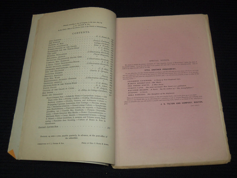 1867-1869 THE AMERICAN JOURNAL OF HORTICULTURE MAGAZINE LOT OF 4 - WR 54B