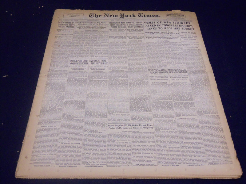 1939 JULY 20 NEW YORK TIMES - NAMES OF WPA STRIKERS ASKED - NT 3679