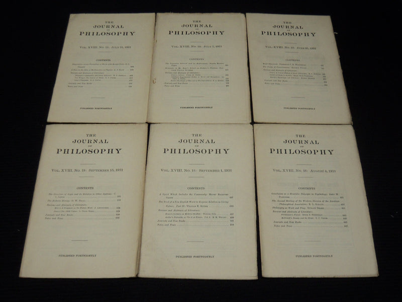 1921 THE JOURNAL OF PHILOSOPHY MAGAZINE LOT OF 21 ISSUES - WR 632E