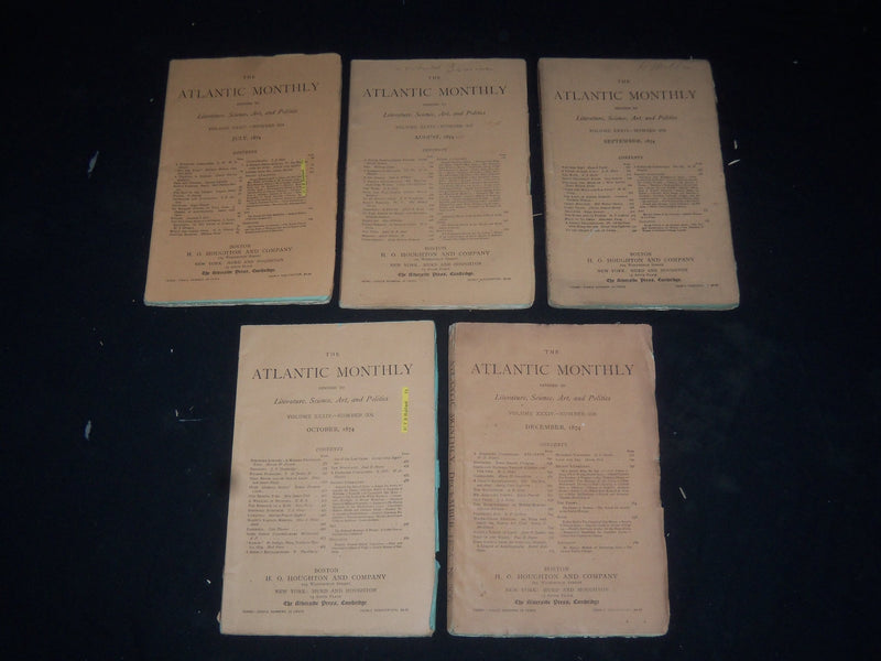 1874 THE ATLANTIC MONTHLY MAGAZINE-LOT OF 10 ISSUES-STORIES & ARTICLES-WR 1387