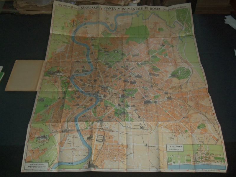 1947 NUO VISSIMA PIANTA MAPA DE ROMA BOOK WITH FOLD OUT MAP - J 3962