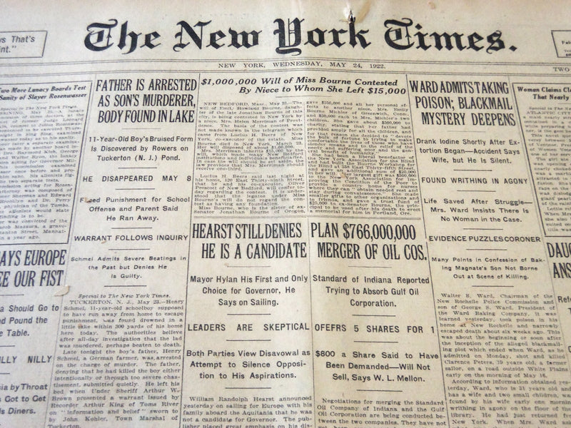 1922 MAY 24 NEW YORK TIMES - HEARST DENIES HE IS A CANDIDATE - NT 5802