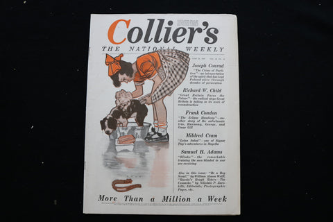 1919 JUNE 14 COLLIER'S MAGAZINE - A GIRL BATHING DOG COVER - E 10954
