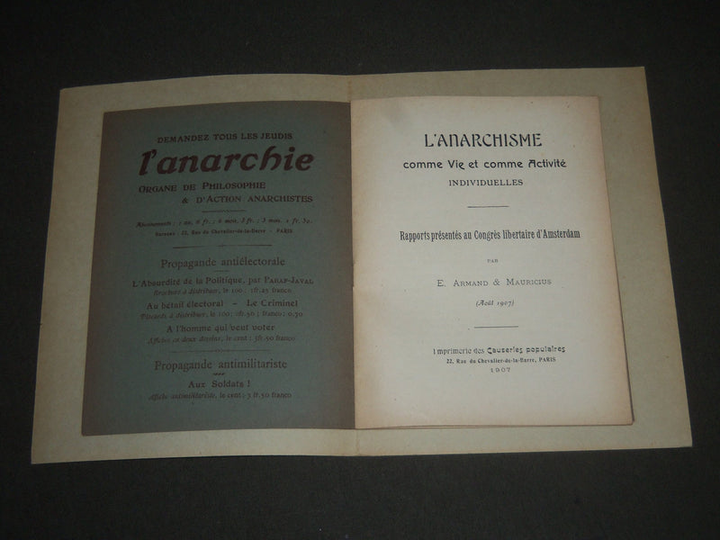 1907 AUGUST L'ANARCHISME PAR E. ARNAND ET MAURICIUS FRENCH MAGAZINE - J 2446