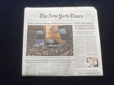 2022 SEP 22 NEW YORK TIMES-COURT LIFTS HOLD ON SENSITIVE FILES AT TRUMP'S ESTATE