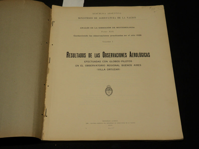 1930-1931 ANALES DE LA DIRECCION DE METEOROLOGIA VOLUMES LOT OF 3 - KD 5401A