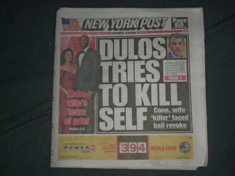 2020 JANUARY 29 NEW YORK POST NEWSPAPER - FOTIS DULOS TRIES TO KILL HIMSELF