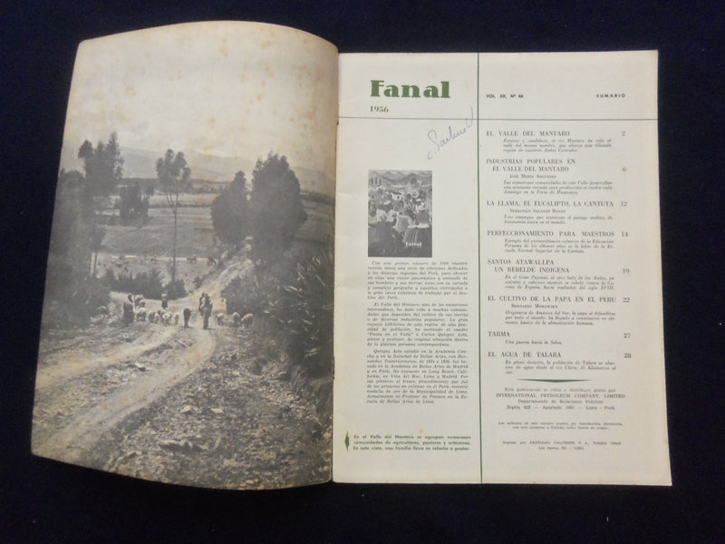 1956 FANAL MAGAZINE - SPANISH TEXT - VOLUME XII, NUMBER 46 - NICE COVER - K 144