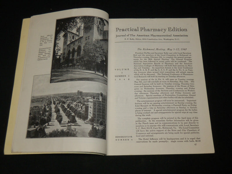 1940 AMERICAN PHARMACEUTICAL ASSOCIATION JOURNAL LOT OF 3 ISSUES - J 6566