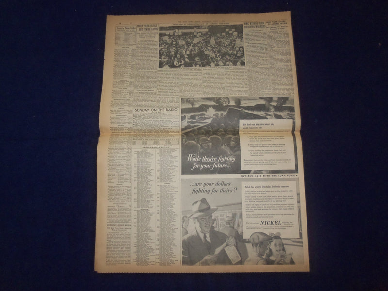 1944 JULY 1 NEW YORK TIMES -ALLIES PRESS ON CAEN AFGER BATTLES OF TANKS- NP 6582