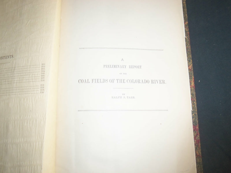 1890 A PRELIMINARY REPORT ON THE COAL FIELDS OF THE COLORADO RIVER - J 4886