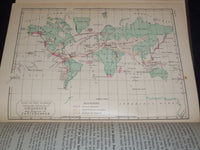 1884 EDWIN HOUSTON'S ELEMENTS OF PHYSICAL GEOGRAPHY - COLOR MAPS - KD 7979