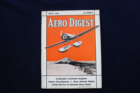 1931 JULY AERO DIGEST MAGAZINE - LINDBERGH'S LOCKHEED 'SIRIUS' COVER - E 11268
