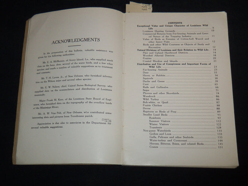 1921 WILD FIRE RESOURCES OF LOUISIANA DEPT OF CONSERVATION M. ALEXANDER- J 8716
